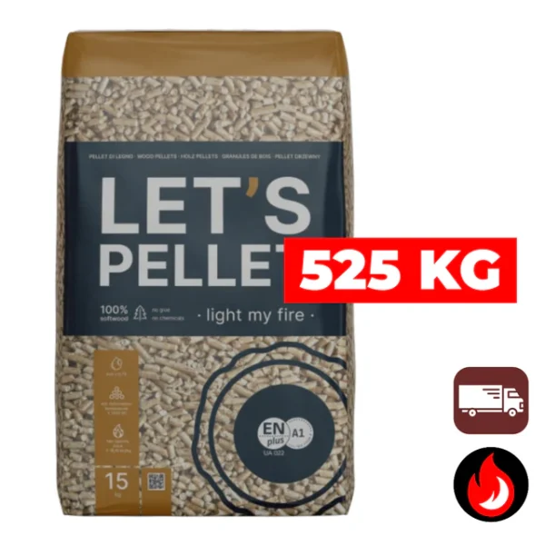 525 kg | Let's Pellet träpellets | ENplus A1 | Inklusive leverans
