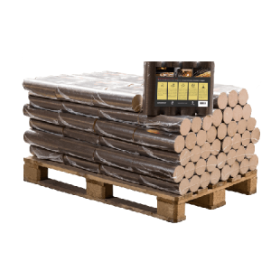 Rundbriketter av bok, halvpall, 48 förpackningar x 10 kg (480 kg)