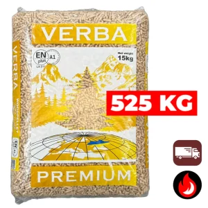 525 kg | Verba Premium (lätta) träpellets | ENplus A1 | Inklusive leverans