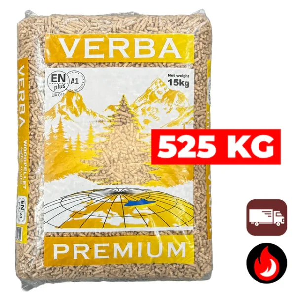 525 kg | Verba Premium (lätta) träpellets | ENplus A1 | Inklusive leverans